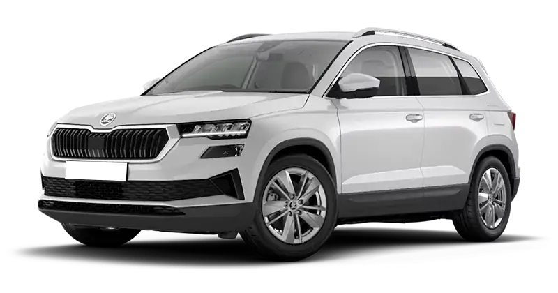 Renting Empresas Skoda Karoq2.0 TDi DSG Selection 4×4 Blanco Luna, Gris Graphite