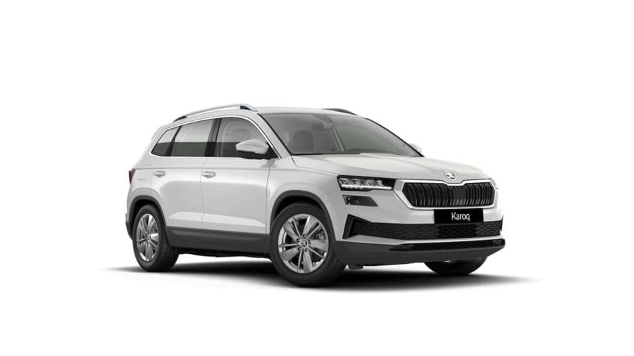 Renting Empresas Skoda Karoq2.0 TDi DSG Selection 4×4 Blanco Luna, Gris Graphite