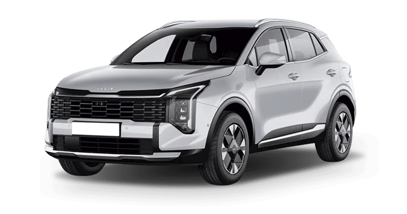 Renting Empresas Kia Sportage-1.6 T-GDi HEV Drive 4×2 Deluxe White, Lunar Silver, Dark Penta Metal